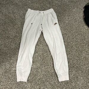 white nike drawstring joggers, size small